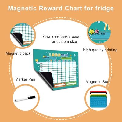 Preschool Toys Children English Magnetic Reward Chart Dry Erase Weekly Monthly Calendar